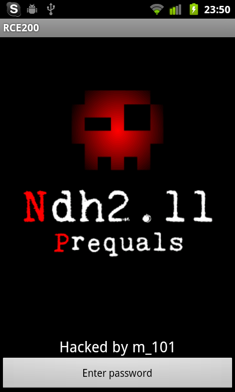 NDH2011 Prequals RCE 200 Welcome Screen