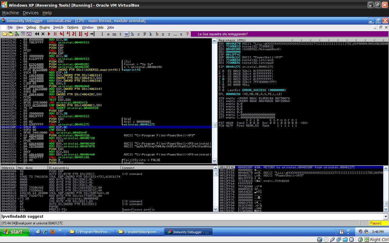 PowerShell vulnerable location